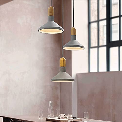 Suspension en ciment rétro loft E27 luminaire industriel gris à hauteur réglable - 4