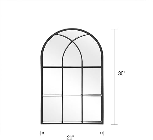 Miniatura 2 de OGCAU Espejo de Pared, espejo de pared arqueado de 20 x 30 pulgadas, estilo de granja en forma de ventana arqueada con marco de hierro, decoración