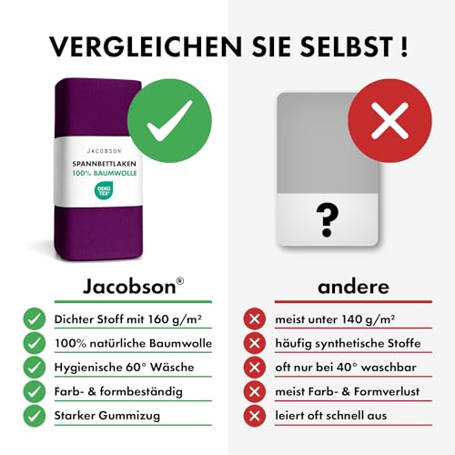 Jacobson Jersey Spannbettlaken Spannbetttuch Baumwolle Bettlaken (90x200-100x200 cm, Royal Lila) – Ansicht 5