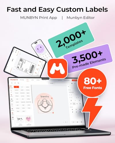 Image of MUNBYN Bluetooth Thermal Label Printer RW403B, Wireless 4x6 Shipping Label Printer for Small Business, Compatible with Android, iPhone, Windows, Mac, Chromebook, Print Width 1.57 inch-4.25 inch (Pink)