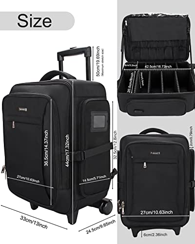 Relavel Rolling Makeup Case, Makeup Backpack Professional Makeup Artist Train Case Trolley Travel Cosmetic Brush Holder Organizer, Extra Large Capacity, With Waterproof Lining And Adjustable Dividers #TOP6