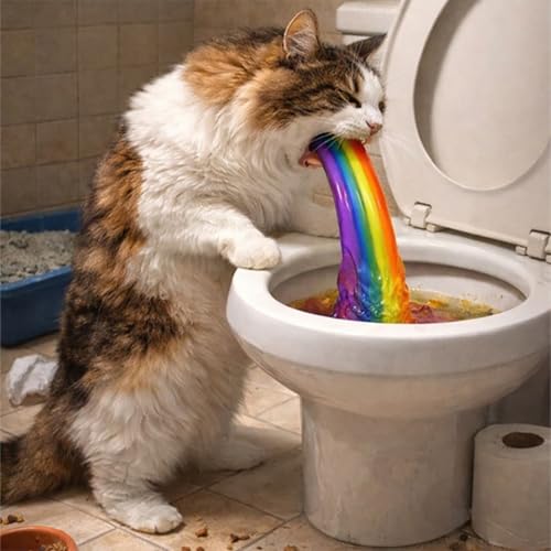 Image of AiYuanzsh 5D Diamond Painting Kits for Adults, Whimsical Fantasy Cat Diamond Art Kits for Adults Beginner, Rainbow DIY Full Drill Round Diamond Painting Colorful Abstract Wall Decor 13.8x13.8 Inch