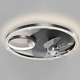 FZQSXAZU Ventiladores de techo modernos de 19,7 pulgadas, sin aspas, con montaje empotrado, silenciosos, ajustables, 3 Colores, 6 velocidades, LED, con Luces, fabricados en China.