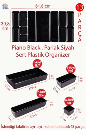 color house Parlak Siyah (Piano Black) 13 Parça Makyaj Takı Toka Organizer Sert Plastik Düzenleyici Siyah Tek Ebat - Görsel 2