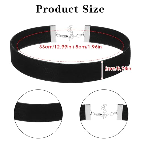 Lusofie Naszyjnik choker w klasycznym stylu, prosty czarny choker z aksamitu, naszyjnik choker z gotyckich biżuterii dla kobiet i dziewcząt, 13 inches (l) x 0.79 inches (w), aksamit, Brak kamienia