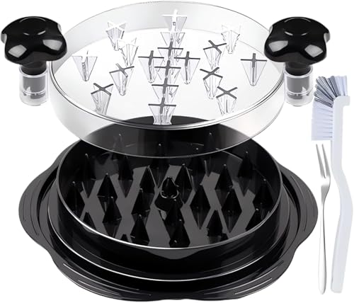 Chicken Shredder, 25CM Chicken Shredder Tool Twister, Meat Food Shredder Machine with Ergonomic Handle, Visible Lid Food Shredder, Non-Slip, Effort Saving, BPA Free, Dishwasher Safe, with Brush&Fork