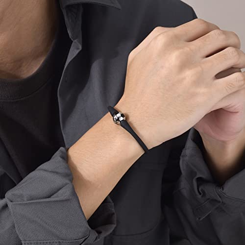 Soccer Silicone Wristband Bracelets Sports Theme Charm Bracelets, Soccer Bracelet Motivational Sports Prize Silicone Inspirational Sports Beads Ball Bracelet With Charm For Teens Students Adults Outdoor Gift #TOP2