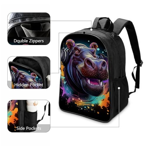 Mochila infantil 3D de hipopótamo peluche guardería con correa 40cm 3