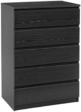 Tvilum Scottsdale 5 Drawer Chest, Black Wood Grain