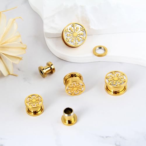 LOMISS ALARGADOR AÇO CIRÚRGICO PVD FLOCO DE NEVE/MADRE PEROLA (DOURADO, 10)