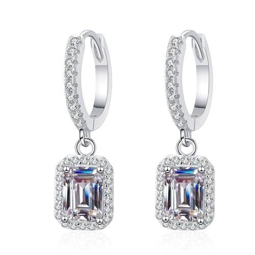 Boucles d'oreilles moissanite StarGems 2ct manchettes argent anti-ternissement