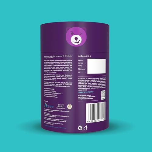 Image of NutriBears Blissful Sleep Melatonin Gummies with Ashwagandha for Mind and Body Deep, Restful, Calming Nighttime Relaxation, Ease Jet Lag, Strawberry Flavour, 90 Gummy Chewables
