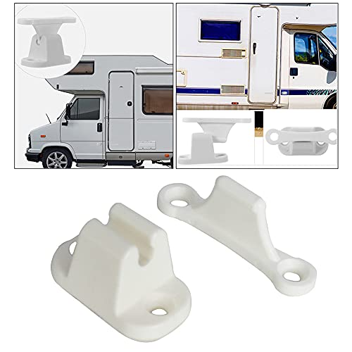 White Caravan Door Retainer Catch - Motorhome Locker Stop