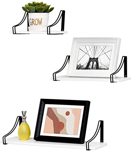 Image of UHUD CRAFTS White Floating Wall Mounted Shelves Set of 3 for Wall Decoration & Home Decor Item for Bedroom, Living Room & Office