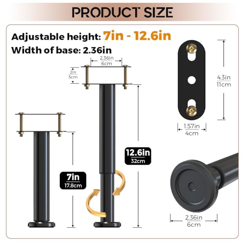 image for YUEYIN Under Bed Metal Support Legs, Adjustable Height Bed Frame Suppo