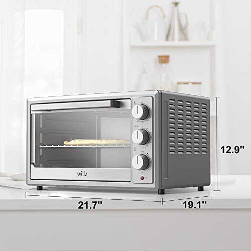 Willz WTH1215S4MC15 Countertop Toaster Oven, Pull Down Door Handle, 5 Cooking Programs, Minutes Timer, 1500W/120Volts, 42L Manual, Stainless Steel