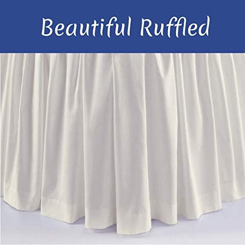 Ruffled Bed Skirt Queen Size with Split Corner-Ivory Dust Ruffle Queen-18 Inch Drop Bed Skirt-Hotel-Quality Ruffles Bed Skirt with Platform Three Side Coverage, Easy fit, Made Brushed Microfiber