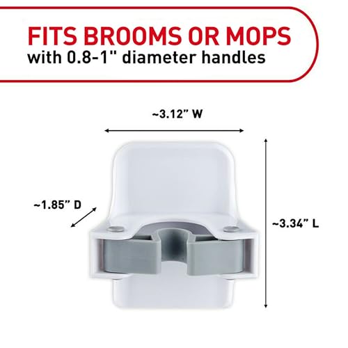 image for Command Broom and Mop Grippers, 2-Grippers, 4-Strips, Organize Damage-
