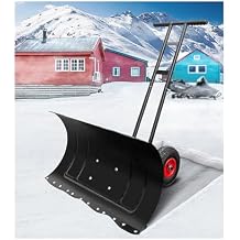Wheeled Snow Shovel with Adjustable Handle - 29/39 inch Wide Snow Pusher for Easy Effortless Snow Removal100x43cm