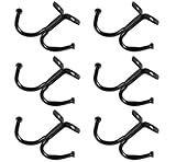 FIBOUND 6 Pièces Crochets à Peignoir à Double Broches, Crochets Doubles en Métal, Crochets à Manteau Double Chromés, pour Chambre à Coucher, Salle de Bain, Cuisine, Chapeau, Cravate -Noir