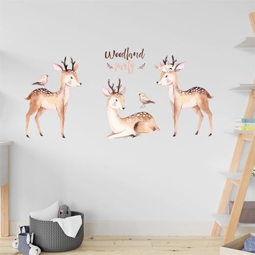 Cute Fawns and Bird Sika Deer Vinilos Decorativos Woodland Party miniatura 3