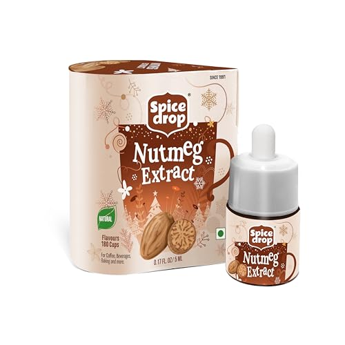 Spice Drop Nutmeg Extract - Up to 180 Drops Per Bottle | Coffee, Cooking, Baking, Dessert | Rich In Quality And Aroma | No Added Color or Preservative | Vegan , Pack of 1