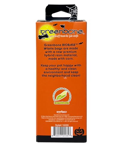 Image of Biobase Pet Products Leak Proof Dog Poop Bag Rolls, Odor Blocking Orange Halloween Theme 10 Rolls 120 Refill Bulk Pack