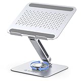 ORICO Soporte Portátil Mesa Altura Ajustable, Plegable Laptop Stand con Base Giratoria de 360°, Elevador Portatil Ergonómico de Aluminio, Compatible con Portátiles y Tabletas de 13-17.3' - ST10, Plata