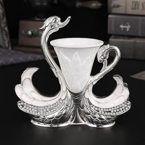 Cuillères à dessert à café avec support de base de cygne compact - 5