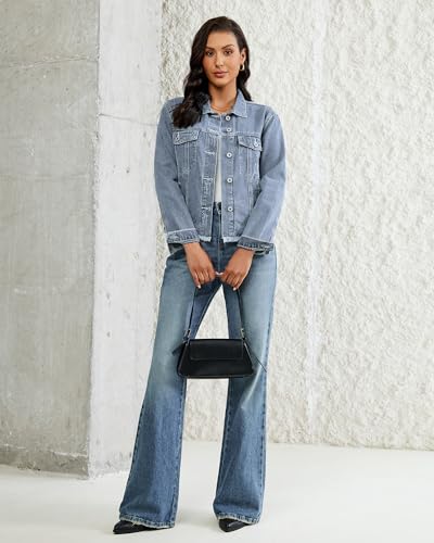Vetinee Women's Distressed Frayed Hem Trucker Denim Jacket (Various) - image 7