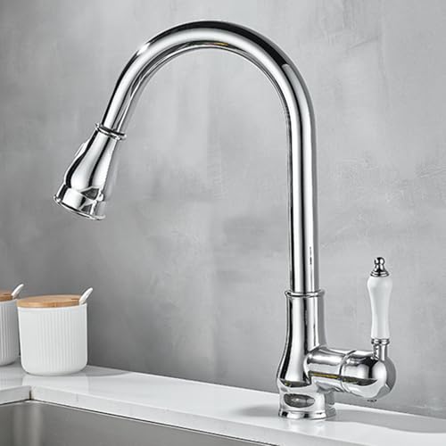 Robinet d'évier de cuisine vintage extractible pivotant design rétro