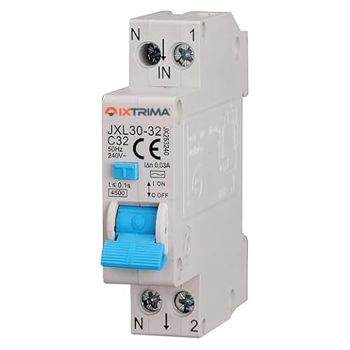 IXTRIMA JXL30-32 Interruttore Magnetotermico Differenziale, 1P+N, 6-32A, 30mA, 240V, 4,5kA (C32-32A)