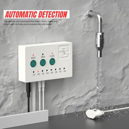 BINGOX Water Leak Detector with 3/4” Brass Automatic Shut-Off Valve, Leak Alarm System with Controller and 2 Sensors, Supports Up to 8 Water Sensors for Home Flood Prevention - Thumbnail 3