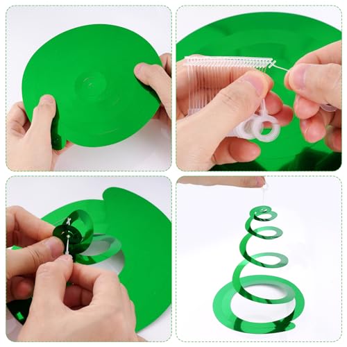 Image of Green Ceiling Swirl Foil Decorations Hanging Plastic Streamer Themed Swirl Party for St. Patrick's Day Spring Summer Celebration Party Supplies, Pack of 28