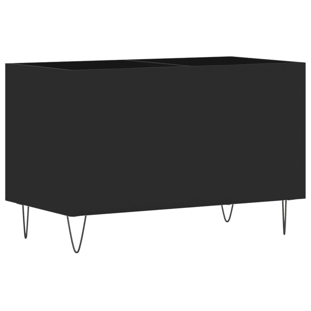 Helloshop26 Armadietto a dischi pratico industriale 74,5 x 38 x 48 cm con spazio di archiviazione in legno, nero 02_0049129