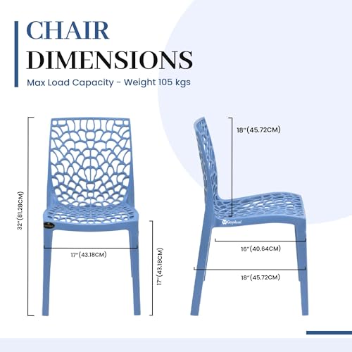 Image of Web Plastic Chair Living Room Without Arm Chair (Jali) Gloss Finish Chair Home, Office, Restaurant, Cafe, Garden, Stackable Chair (1, Blue, Standard)