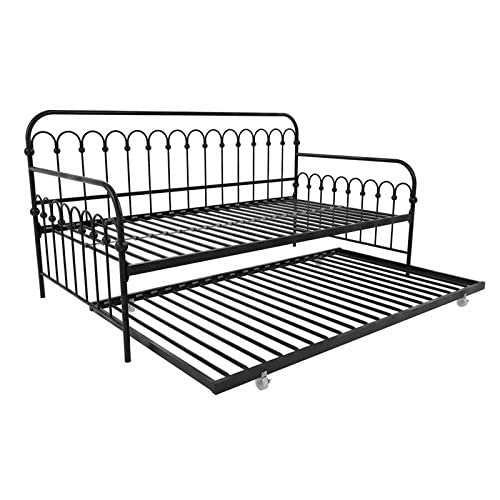 Novogratz Bright Pop Twin Metal Daybed And Trundle, Stylish & Multifunctional, Built-In Casters, Black #TOP2