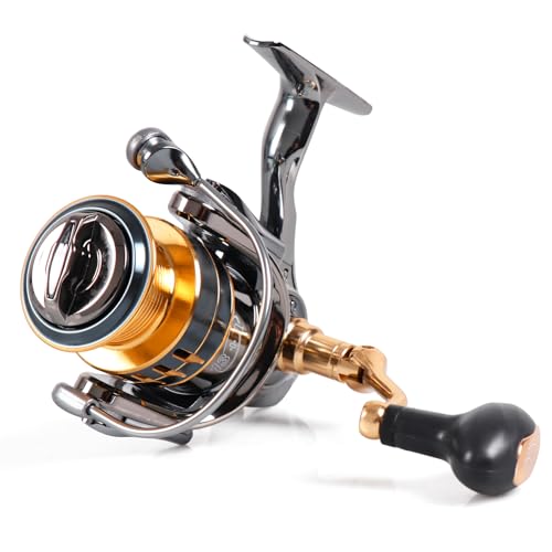 Spinning Fishing Reel for Freshwater Saltwater Fishing, Smooth Spinning Fishing Reel, Lightweight 13+1BB Aluminum Alloy, Anti-Reverse with Front-Adjustable Drag (GX1000)