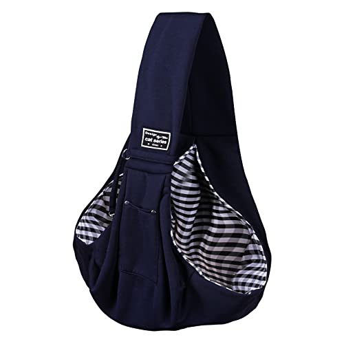 Dog and Cat Sling Carrier, Dog Carriers for Small Dogs, Soft Material, Easy to Clean and Non-Sticky, Fashionable and Sporty, for Outdoor Travel?Dark Blue?