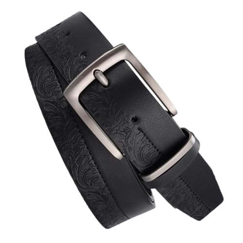 Classic Leather Belts Fashion Embossed Design Handmade Adjustable Prong Buckle Business Leisure Style Belt
