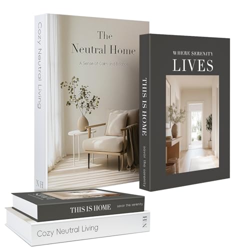 Braveriky Decorative Books for Neutral Home - Fake Books Storage Box for Decoration - Set of 2 Coffee Table Book - Photo Storage Keepsake Box for Room Bookshelf Decor, Charcoal