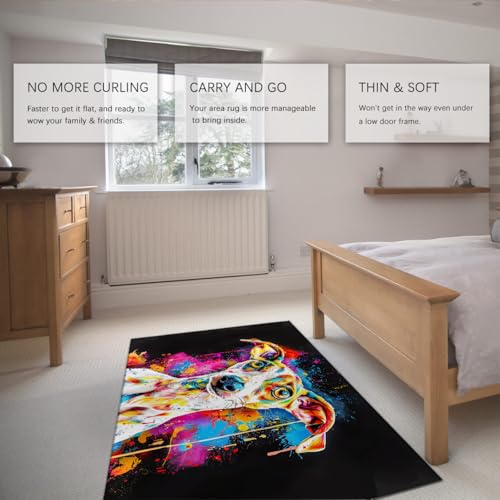 Tapis de salon lavable et antidérapant pop art chien