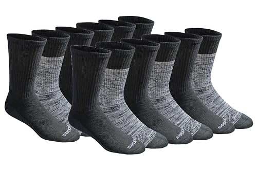 Dickies Men's Dri-Tech Essential Moisture Control Crew Socks Multipack, Black