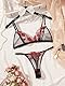 Satohom Damen Dessous-Set Spitze Bügel Push Up Mesh Transparente Unterwäsche Transparentes Babydoll BH und Höschen Sets Blumenbestickte freche Teddy-Outfits für Damen Karneval Valentinstag