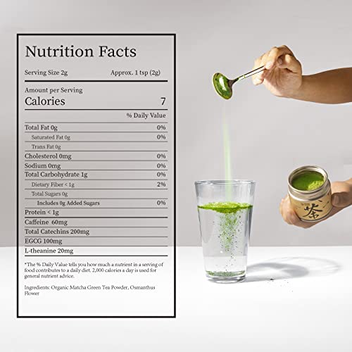 Chaism Organic Osmanthus Green Tea Matcha Powder - Ceremonial Grade Usda Organic Gluten-Free Vegan, 100% Pure Unsweetened No Additives, 1.06Oz Tin #TOP4