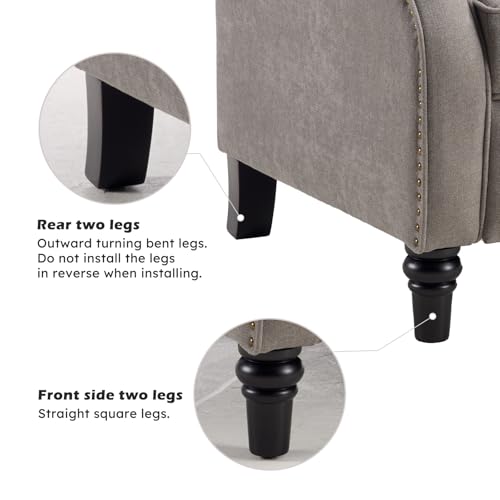 Sillón push back reclinable gris con decoración de remaches miniatura 5