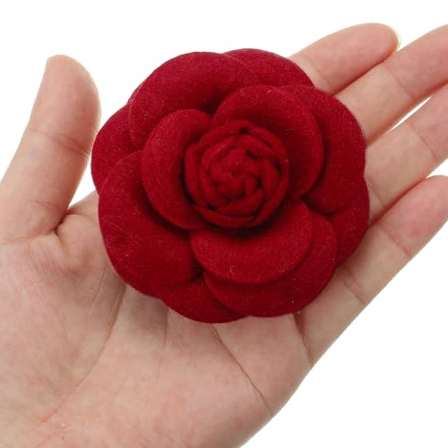 Image of PATIKIL Camellia Fabric Pin, 2 Pcs Flower Brooch Artificial Flowers Brooches for Women Girls Cloth Wedding Party Decor Accessories Jewelry Gift, White