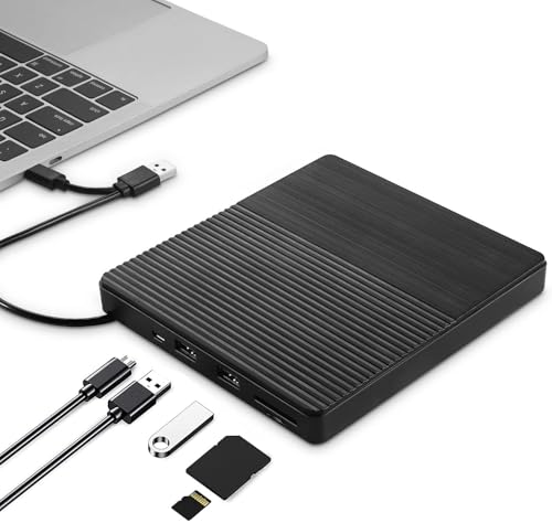Unidad externa CD DVD USB 3.0 y Type-C con ranuras SD/TF