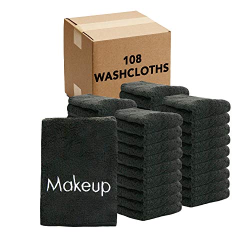 Arkwright Makeup Remover Wash Cloth – Soft Coral Fleece Microfiber Fingertip Face Towel Washcloths for Hand and Make Up, 13 x 13 in. (Bulk Case of 108), Black