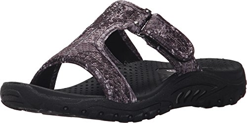 Skechers Women's Reggae Python Dress Sandal,Black Python,8 M US